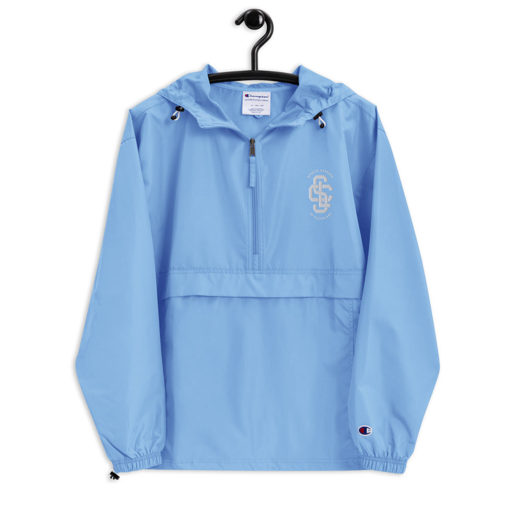 SLOC Embroidered Monogram Champion Packable Jacket - White Lettering